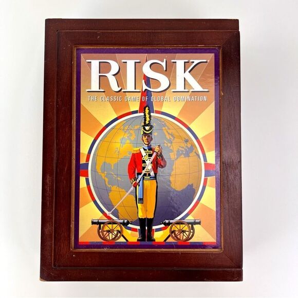 RISK Vintage Game Collection Edition Library Book Shelf Wood Box 2010 CO… - Picture 1 of 9